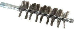 Schaefer Brush - 4-1/2" Brush Length, 1-3/4" Diam, Double Stem, Single Spiral Tube Brush - 7-1/4" Long, Stainless Steel, 1/4" NPSM Male Connection - Americas Tooling