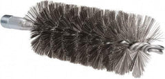 Schaefer Brush - 4-1/2" Brush Length, 2" Diam, Double Stem, Single Spiral Tube Brush - 7-1/4" Long, Stainless Steel, 1/4" NPSM Male Connection - Americas Tooling