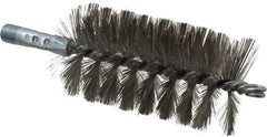 Schaefer Brush - 4-1/2" Brush Length, 2-1/2" Diam, Double Stem, Single Spiral Tube Brush - 7-1/4" Long, Stainless Steel, 1/4" NPSM Male Connection - Americas Tooling