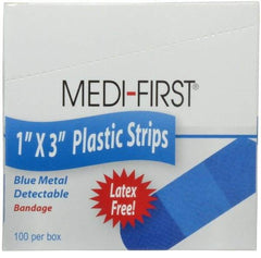 Medique - 3" Long x 1" Wide, General Purpose Self-Adhesive Bandage - Blue, Plastic Bandage, Metal Detectable - Americas Tooling