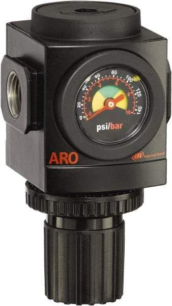 ARO/Ingersoll-Rand - 1 NPT Port, 290 CFM, Aluminum Heavy-Duty Regulator - 0 to 140 psi Range, 250 Max psi Supply Pressure, 1/8" Gauge Port Thread, 4.091" Wide x 7.223" High - Americas Tooling