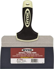 Hyde Tools - 8" Wide Spring Blade Tempered Steel Taping Knife - Flexible, Soft Grip Plastic Overmold Handle, 10-1/2" OAL - Americas Tooling