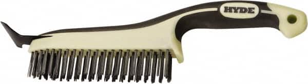 Hyde Tools - 20 Rows x 4 Columns Steel Scratch Brush - 6" Brush Length, 12-3/4" OAL, 1-1/8" Trim Length, Plastic with Rubber Overmold Ergonomic Handle - Americas Tooling