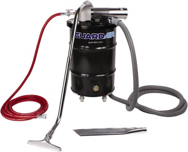 Guardair - 30 Gal Steel Tank, Air Powered Pneumatic Canister Wet/Dry Vacuum - 15 Peak hp, 20' Hose Fitting, Cartridge Filter, Accessories Included - Americas Tooling