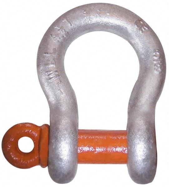 CM - 3/8" Nominal Chain Size, 1.5 Ton Carbon Steel Screw Anchor Shackle - 17/32" Diam, 7/16" Pin Diam, 21/32" Wide Inside Jaw, 15/16" Inside Width - Americas Tooling