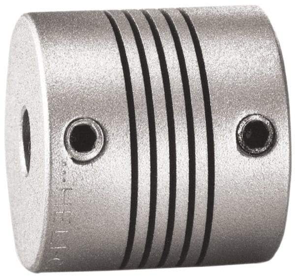 Lovejoy - 3/8" Max Bore Diam, Flexible Screw Hub Coupling - 1.12" OD, 1.12" OAL, Anodized Aluminum - Americas Tooling