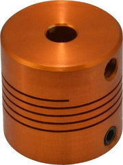 Lovejoy - 1/4" Max Bore Diam, Flexible Screw Hub Coupling - 1" OD, 1" OAL, Anodized Aluminum - Americas Tooling