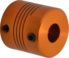 Lovejoy - 3/8" Max Bore Diam, Flexible Screw Hub Coupling - 1" OD, 1" OAL, Anodized Aluminum - Americas Tooling