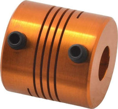 Lovejoy - 3/8" Max Bore Diam, Flexible Screw Hub Coupling - 1" OD, 1" OAL, Anodized Aluminum - Americas Tooling