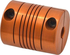 Lovejoy - 1/4" Max Bore Diam, Flexible Clamp Hub Coupling - 1" OD, 1-1/4" OAL, Anodized Aluminum - Americas Tooling