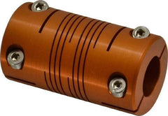 Lovejoy - 5/8" Max Bore Diam, Flexible Clamp Hub Coupling - 1-1/4" OD, 2-1/4" OAL, Anodized Aluminum - Americas Tooling