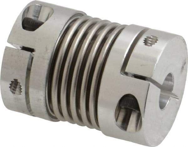 Lovejoy - 1/4" Max Bore Diam, Flexible Bellows Clamp Coupling - 0.984" OD, 1.023" OAL, Aluminum Hub with Stainless Steel Bellows - Americas Tooling