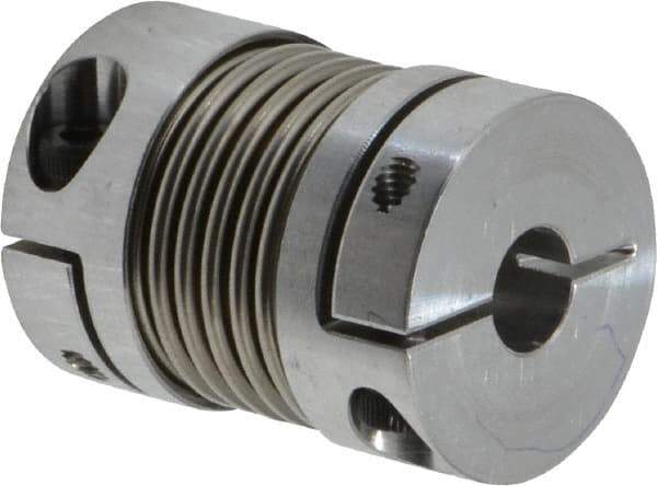 Lovejoy - 1/4" Max Bore Diam, Flexible Bellows Clamp Coupling - 0.984" OD, 1.023" OAL, Aluminum Hub with Stainless Steel Bellows - Americas Tooling