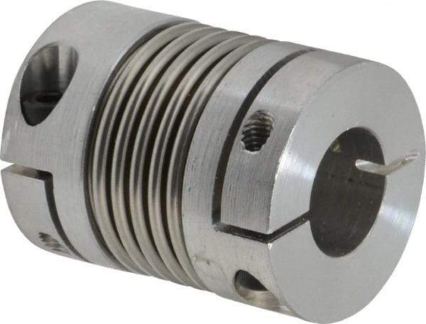 Lovejoy - 5/8" Max Bore Diam, Flexible Bellows Clamp Coupling - 1.28" OD, 1.614" OAL, Aluminum Hub with Stainless Steel Bellows - Americas Tooling