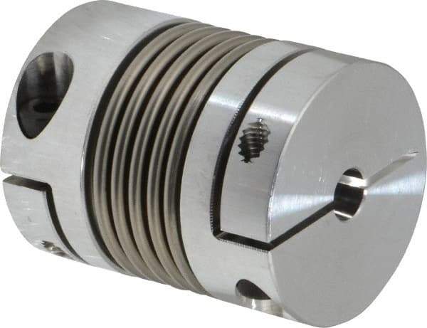 Lovejoy - 1/4" Max Bore Diam, Flexible Bellows Clamp Coupling - 1.28" OD, 1.614" OAL, Aluminum Hub with Stainless Steel Bellows - Americas Tooling