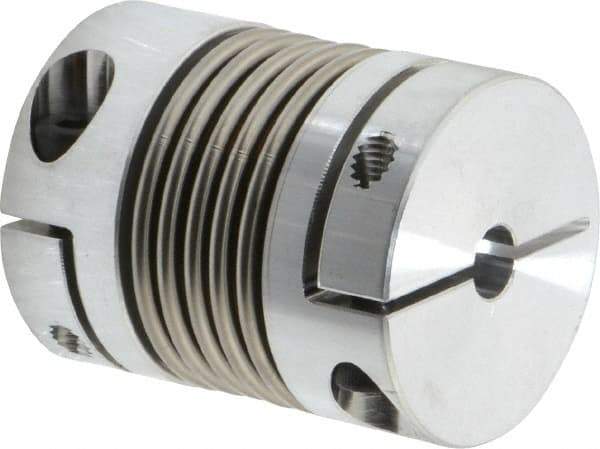 Lovejoy - 3/8" Max Bore Diam, Flexible Bellows Clamp Coupling - 1.28" OD, 1.614" OAL, Aluminum Hub with Stainless Steel Bellows - Americas Tooling