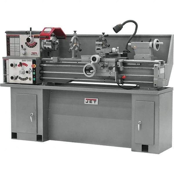 Jet - 13" Swing, 40" Between Centers, 230 Volt, Single Phase Bench Lathe - 5MT Taper, 2 hp, 70 to 2,000 RPM, 1-1/2" Bore Diam, 32" Deep x 47" High x 71" Long - Americas Tooling