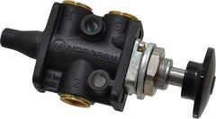 Norgren - 1/8" NPT Packed Spool Valve - Spring Activation, Button, Palm Black & 0.34 CV Rate - Americas Tooling