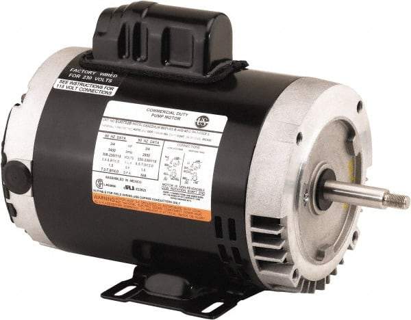 US Motors - 1 hp, ODP Enclosure, Auto Thermal Protection, 3,450 RPM, 115/208-230 Volt, 60 Hz, Industrial Electric AC/DC Motor - Size 56J Frame, J-Face Mount, 1 Speed, Ball Bearings, 12.8/6.7-6.4 Full Load Amps, B Class Insulation, CCW Drive End - Americas Tooling