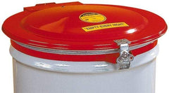 Justrite - 55 Gal, Steel Drum Cover - Hinged Manual-Closing Drum Cover - Americas Tooling