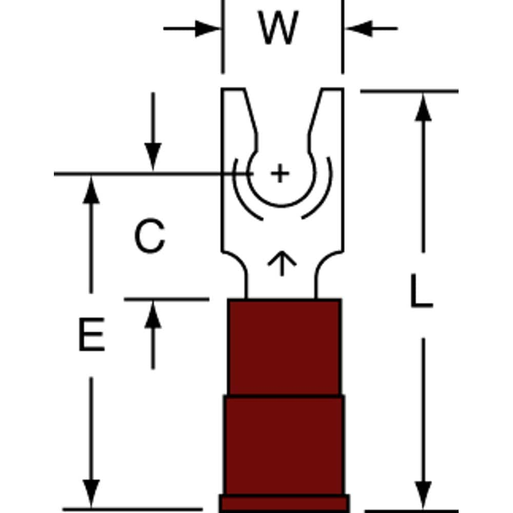 3M - #6 Stud, 22 to 18 AWG Compatible, Partially Insulated, Crimp Connection, Locking Fork Terminal - Americas Tooling