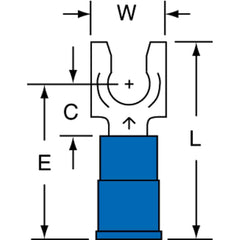 3M - #10 Stud, 16 to 14 AWG Compatible, Partially Insulated, Crimp Connection, Standard Fork Terminal - Americas Tooling