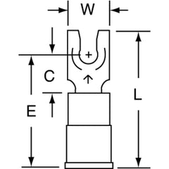 3M - #6 Stud, 16 to 14 AWG Compatible, Partially Insulated, Crimp Connection, Locking Fork Terminal - Americas Tooling