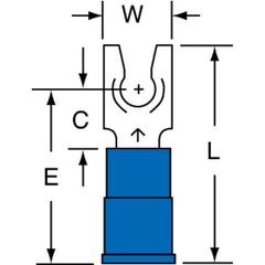 3M - #8 Stud, 16 to 14 AWG Compatible, Partially Insulated, Crimp Connection, Locking Fork Terminal - Americas Tooling