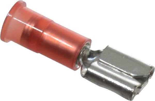 3M - 22 to 18 AWG, Nylon, Partially Insulated, Female Wire Disconnect - 1/4 Inch Wide Tab, Red, RoHS 2011/65/EU Compliant - Americas Tooling