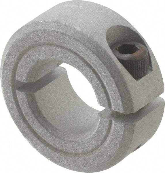 Made in USA - 7/16" Bore, Aluminum, One Piece Clamp Collar - 15/16" Outside Diam, 3/8" Wide - Americas Tooling