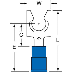 3M - 1/4" Stud, 16 to 14 AWG Compatible, Partially Insulated, Crimp Connection, Locking Fork Terminal - Americas Tooling