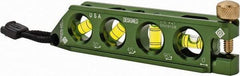 Greenlee - Magnetic 5-1/2" Long 4 Vial Torpedo Level - Aluminum, Green, 1 0°, 1 30°, 1 45° & 1 90° Vials - Americas Tooling