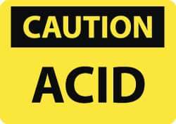 NMC - "Caution - Acid", 10" Long x 14" Wide, Rigid Plastic Safety Sign - Rectangle, 0.05" Thick, Use for Hazardous Materials - Americas Tooling