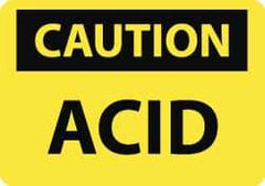 NMC - "Caution - Acid", 10" Long x 14" Wide, Rigid Plastic Safety Sign - Rectangle, 0.05" Thick, Use for Hazardous Materials - Americas Tooling