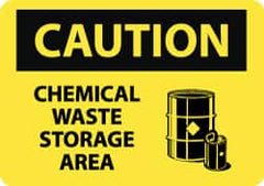 NMC - "Caution - Chemical Waste Storage Area", 10" Long x 14" Wide, Rigid Plastic Safety Sign - Rectangle, 0.05" Thick, Use for Hazardous Materials - Americas Tooling