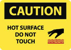 NMC - "Caution - Hot Surface - Do Not Touch", 10" Long x 14" Wide, Rigid Plastic Safety Sign - Rectangle, 0.05" Thick, Use for Hazardous Materials - Americas Tooling