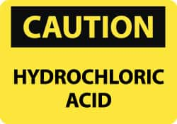 NMC - "Caution - Hydrochloric Acid", 10" Long x 14" Wide, Rigid Plastic Safety Sign - Rectangle, 0.05" Thick, Use for Hazardous Materials - Americas Tooling