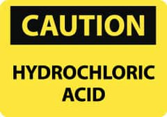 NMC - "Caution - Hydrochloric Acid", 10" Long x 14" Wide, Rigid Plastic Safety Sign - Rectangle, 0.05" Thick, Use for Hazardous Materials - Americas Tooling