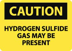 NMC - "Caution - Hydrogen Sulfide Gas May Be Present", 10" Long x 14" Wide, Rigid Plastic Safety Sign - Rectangle, 0.05" Thick, Use for Hazardous Materials - Americas Tooling