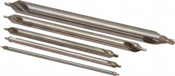 Keo - 5 Piece, #1 to 5, Plain Edge, High Speed Steel Combo Drill & Countersink Set - 60° Incl Angle - Americas Tooling