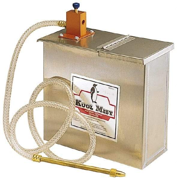 Kool Mist - 1 Outlet, 3 Gal Tank Capacity, Stainless Steel Tank Mist Coolant System - 4' Coolant Line Length, 6" Hose Length, 5/16" Nozzle Diam - Americas Tooling