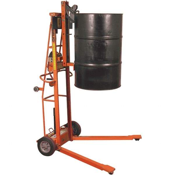 Wesco Industrial Products - 750 Lb Load Capacity, 30, 55 & 85 Gal Drum Lifter - 30" Wide x 70-3/4" High, 2 Steel Wheels - Americas Tooling