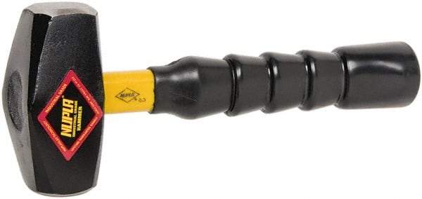 NUPLA - 3 Lb Head, 10" Long Drilling Hammer - Steel Head, 1-27/64" Face Diam, Fiberglass Handle - Americas Tooling