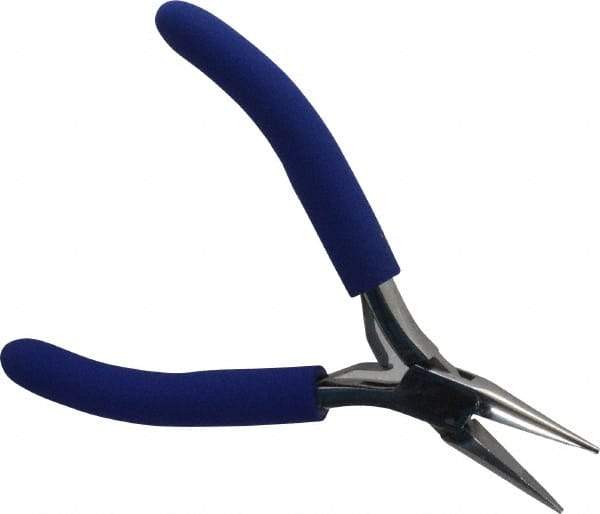 Aven - 4-1/2" OAL, 15/16" Jaw Length x 23/64" Jaw Width, Long Nose Chain Nose Pliers - Serrated Jaw, Standard Head, ESD Cushion Handles, with Spring - Americas Tooling