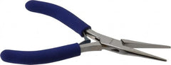 Aven - 5" OAL, 1-7/16" Jaw Length x 23/64" Jaw Width, Long Nose Chain Nose Pliers - Smooth Jaw, Standard Head, ESD Cushion Handles, with Spring - Americas Tooling