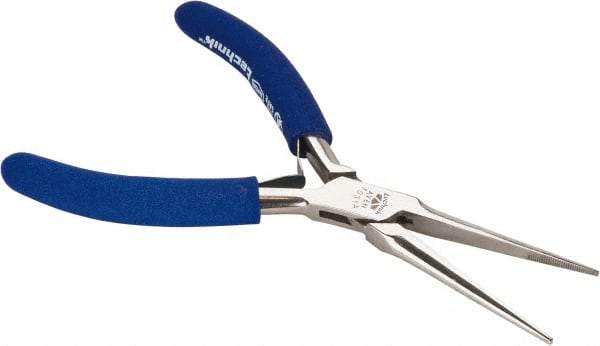 Aven - 5-3/4" OAL, 1-15/16" Jaw Length x 25/64" Jaw Width, Long Nose Needle Nose Pliers - Serrated Jaw, Standard Head, ESD Cushion Handles, with Spring - Americas Tooling