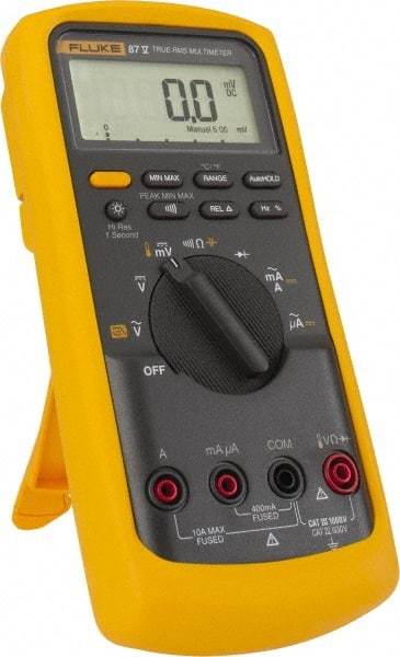 Fluke - 87-5, CAT IV, CAT III, 1,000 VAC/VDC, Digital True RMS Auto Ranging Manual Ranging Multimeter - 50 mOhm, Measures Voltage, Capacitance, Current, Frequency, Resistance, Temperature - Americas Tooling