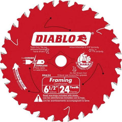 Freud - 6-1/2" Diam, 5/8" Arbor Hole Diam, 24 Tooth Wet & Dry Cut Saw Blade - Carbide-Tipped, Standard Round Arbor - Americas Tooling