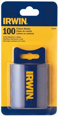 Irwin - 100 Piece Steel Utility Knife Blade - 2-3/8" OAL, 0.024" Blade Thickness - Americas Tooling