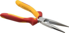 Wiha - 8" OAL, 2-3/4" Jaw Length x 3/4" Jaw Width, Long Nose Side Cutting Insulated Pliers - Extended Reach Pliers - Americas Tooling